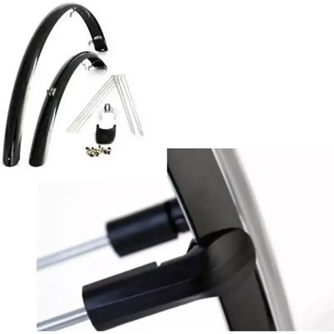 Eurofender Spatbordenset voor stadsfiets - 28 inch - zwart kunststof - 46 mm breed