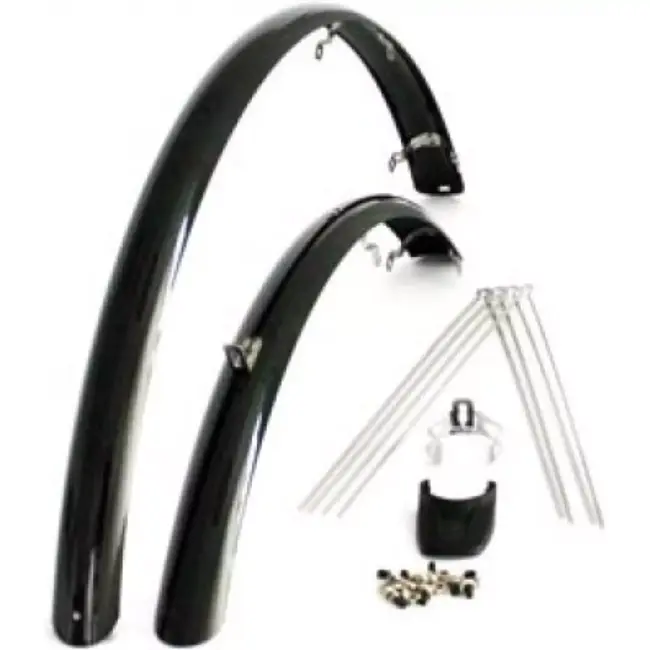 Eurofender Spatbordset 28 inch - Zwart - 46mm breed - Duurzaam SG kunststof - Voor en achter