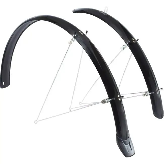 Eurofender Spatbordset 28 inch - Zwart - 46mm breed - Duurzaam SG kunststof - Voor en achter