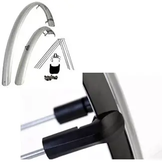 Eurofender Spatbordenset voor stadsfiets - 28 inch - zilver - kunststof - 46 mm breed