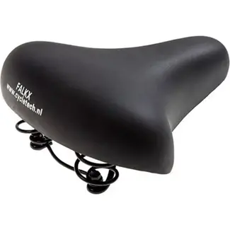 Falkx Groot fiets zadel - Comfortabel elastomeer - Inclusief zadelstrop - 24x21 cm - Voor stadsfietsen