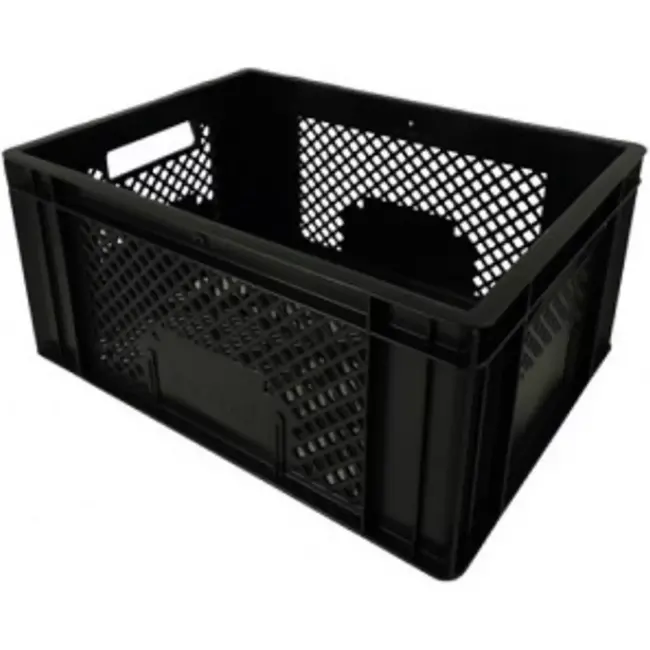 VDW Zwarte kunststof krat - 18L - Compact en stevig - Geschikt voor voordragers