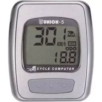 Union Fietscomputer met 5 functies - bedraad - zilver - waterbestendig