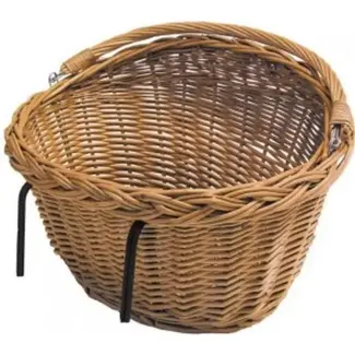 Basil Ovale fietsmand rotan - natuurlijk gelakt - 39x27x22 cm - met haken - voorop of achterop fiets