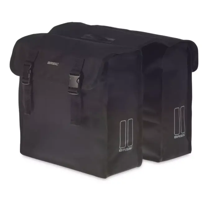 Basil Dubbele fietstas - 35L - waterafstotend polyester - reflecterende details - zwart