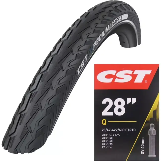 CST Anti-lek fietsbandenset - 3mm bescherming - 28 inch - Zwart met reflectie