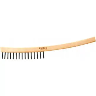 Cyclus Staalborstel - 3 Rijen - Duurzaam Staal - Houten Handvat - Voor Metaalreiniging