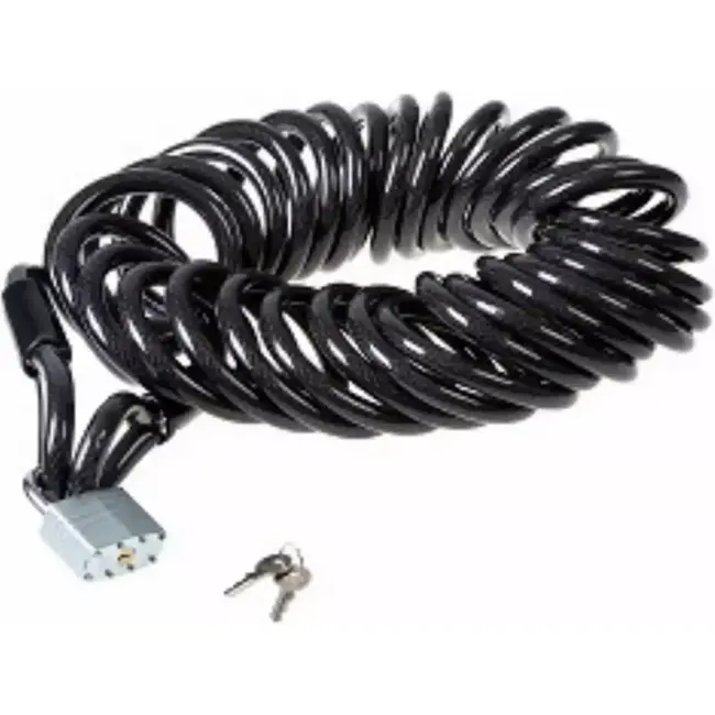 Falkx Kabelslot met hangslot - 15mm dikte - 5 meter lengte - Zwart - Ideaal voor fietsen en terrasstoelen