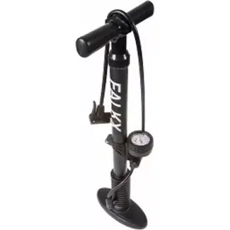 Falkx Fietspomp met manometer - dubbele ventielkop - zwart