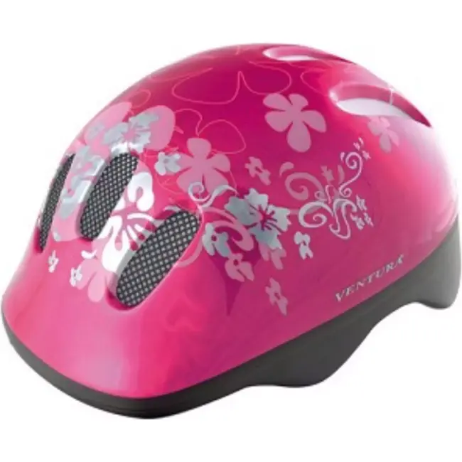 M-Wave Kinderhelm - Roze Bloem - Veiligheid & Comfort - 52-57 cm - Met Vizier & Insectennet