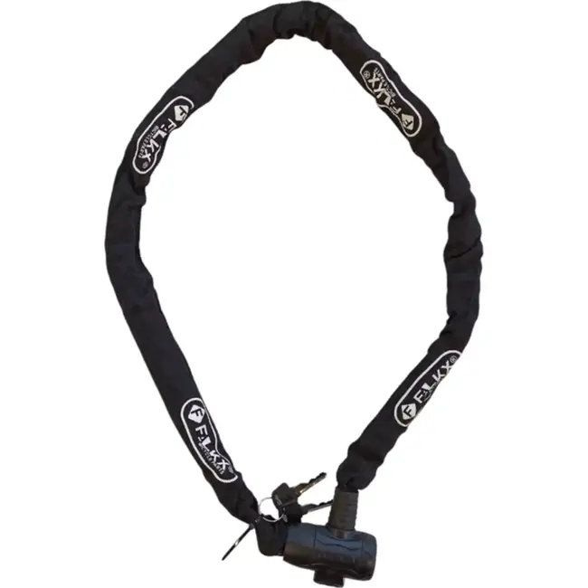 Falkx Kettingslot - 6 mm dikte - 1200 mm lengte - Zwart - Gehard staal - Sleutelslot