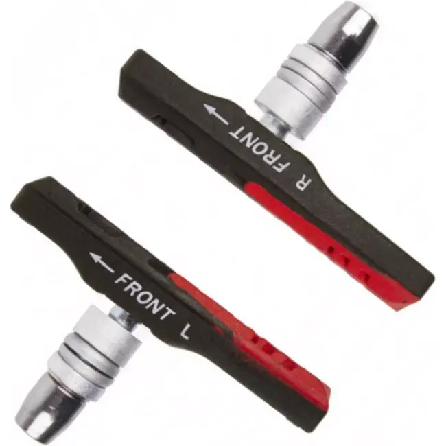 M-Wave V-brake remblokken - asymmetrisch - 72 mm - zwart/rood - set van 2