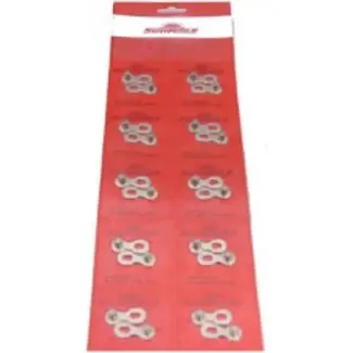 Sunrace Kettingschakel voor 6/7/8-speed - Staal - Zilver - Set van 10 - Eenvoudige montage Sunrace Kettingschakel voor 6/7/8-speed - Staal - Zilver - Set van 10 - Eenvoudige montage
