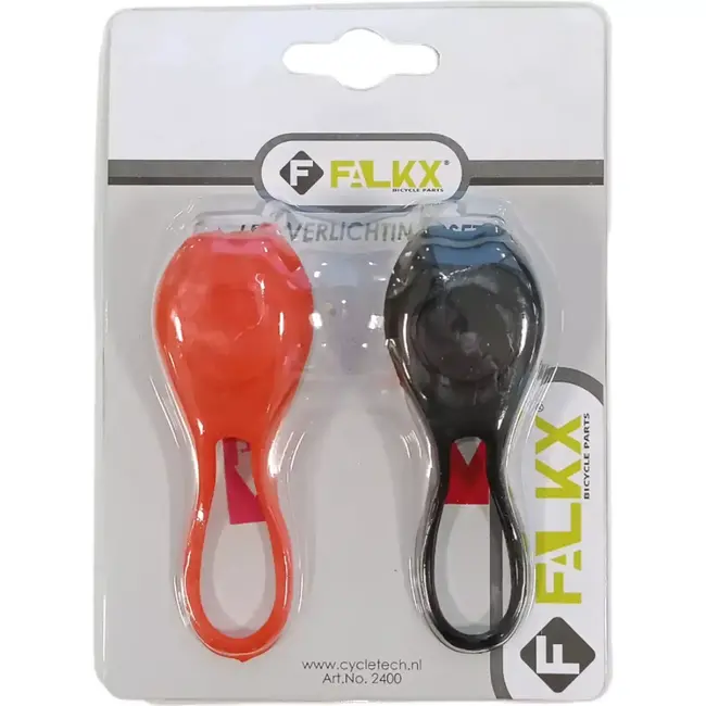 Falkx Cobra LED verlichting set - Assorti kleuren - Inclusief batterijen - Max. zichtbaarheid 10 meter - Voor fiets en wandelen