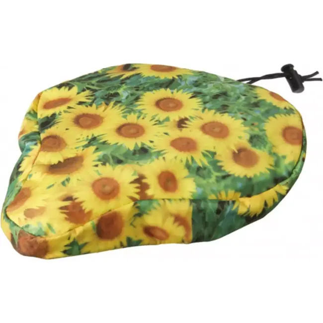 M-Wave Zadeldek met zonnebloemprint - Nylon - Schuimkussen - Universele pasvorm