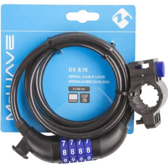 M-Wave Spiraalkabelslot - Cijfercode - 1500x8mm - Flexibel en Duurzaam