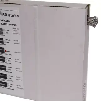 Slurf RVS derailleur binnenkabel - 2,25m - anti-rafelnippel - 50 stuks - zilver