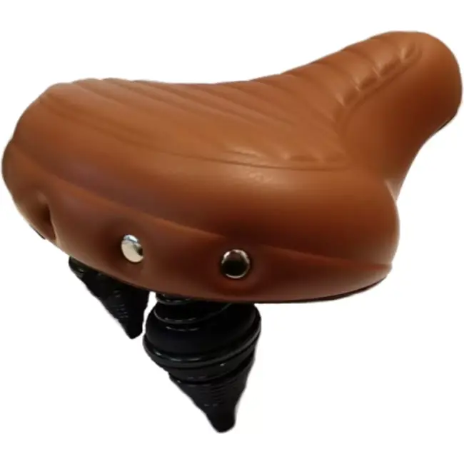 Selle Comfort Retro fietszadel - Bruin ribbel - XL - Zonder strop - Comfortabel en stijlvol