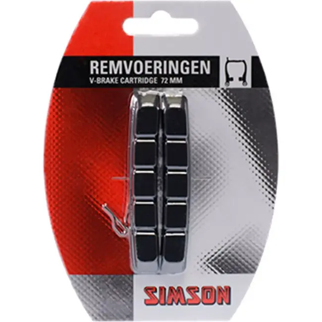 Simson V-brake remblokken - Cartridge - 72 mm - Set van 2 - Inclusief bevestigingspinnen
