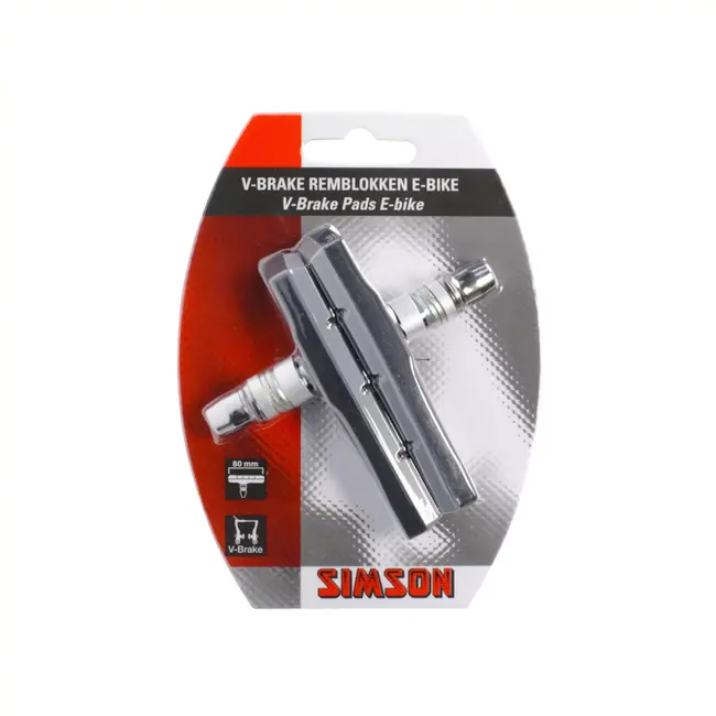 Simson E-bike V-brake remblokken - 80mm - Extra breed - Speciaal rubber - Asymmetrisch ontwerp