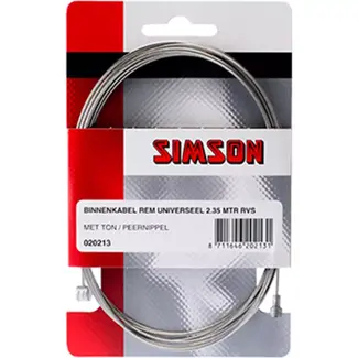 Simson Universele remkabel - roestvrij staal - 2,35 meter - duurzaam en rekbestendig