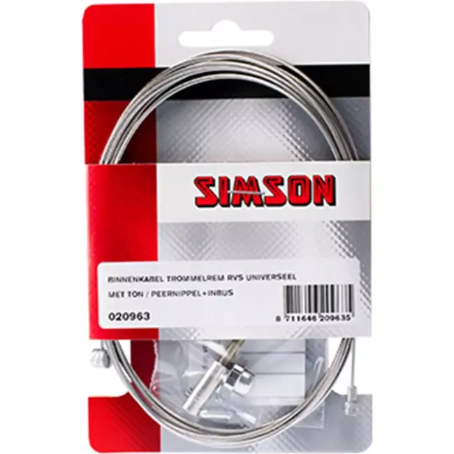 Simson Universele binnenkabel trommelrem - RVS - 2.25m - Geschikt voor voor- en achterremmen