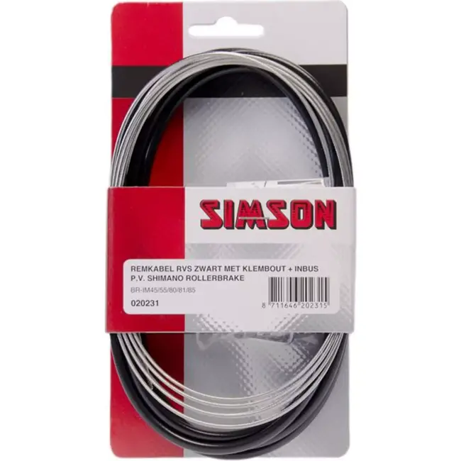 Simson Complete remkabelset RVS voor Shimano Rollerbrake - zwart - 2,25 meter