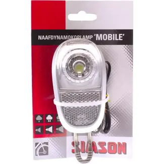 Simson LED voorvorklamp - Naafdynamo - 35 Lux - Zwart/Zilver - Voorvorkmontage