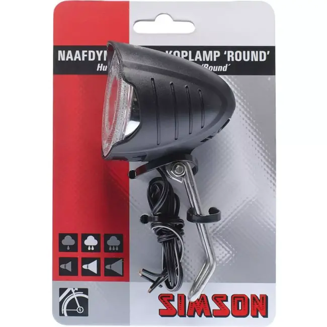 Simson Naafdynamo LED koplamp - 7 LUX - geïntegreerde reflector - voorvorkmontage - gebruiksvriendelijk