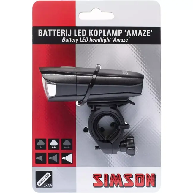 Simson Krachtige LED fietskoplamp - 25 LUX - Eenvoudige montage - Inclusief batterijen