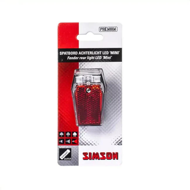 Simson Spatbord achterlicht - Compact design - 1 LED - 220° zichtbaarheid - Batterijvoeding