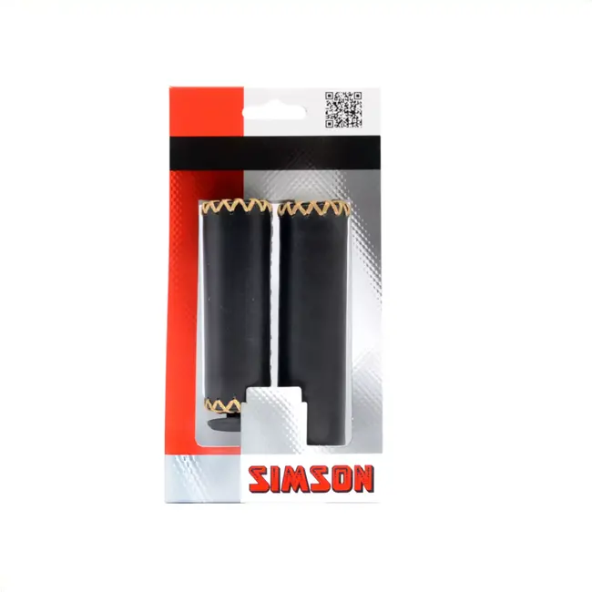 Simson Lederen handvatten - Zwart - Handgestikt - Foamvulling - Geschikt voor gripshift - Lang/kort