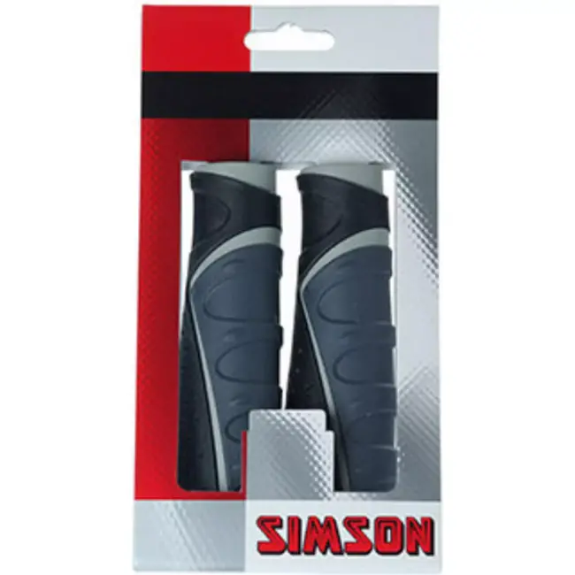 Simson Comfortabele fiets handvatten - Zacht rubber - Zwart-grijs - 13,5 cm - Set van 2