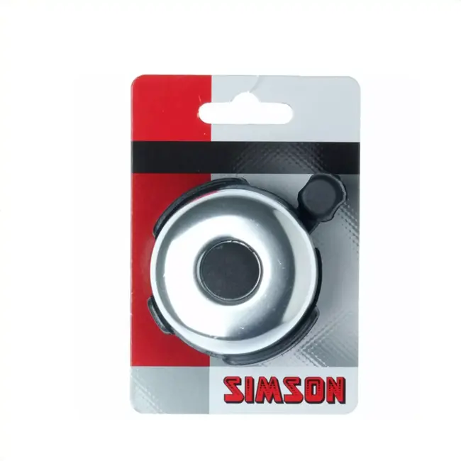 Simson Kleine zilveren fietsbel - robuust staal - beschermend plastic - helder geluid - eenvoudig te bevestigen