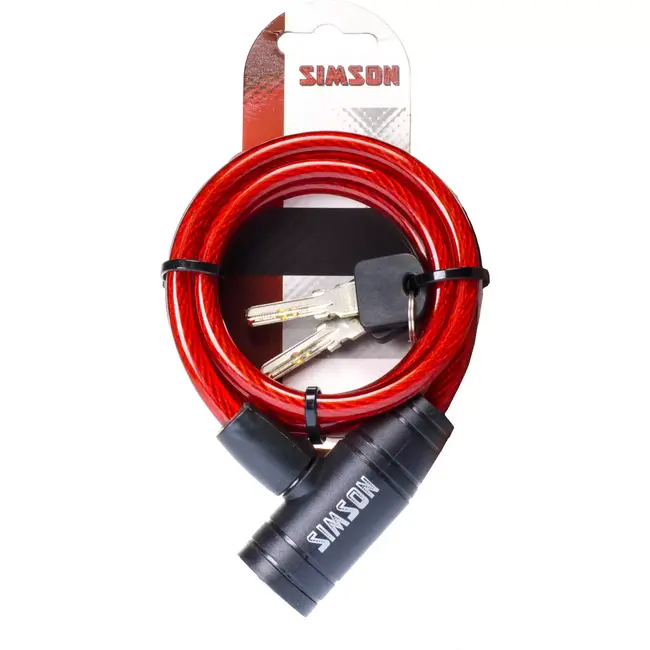 Simson Spiraalkabelslot voor kinderen - Flexibel en kleurrijk - 8mm dikte - 90cm lengte - Inclusief 2 sleutels