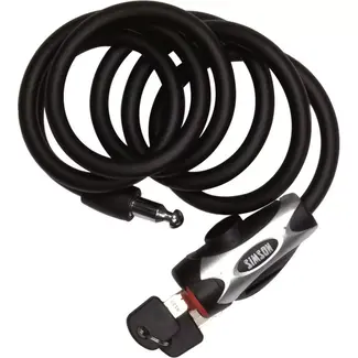 Simson Extra lang spiraalkabelslot - 12mm dikte - 180cm lengte - mat zwart - inclusief bevestiging en sleutels