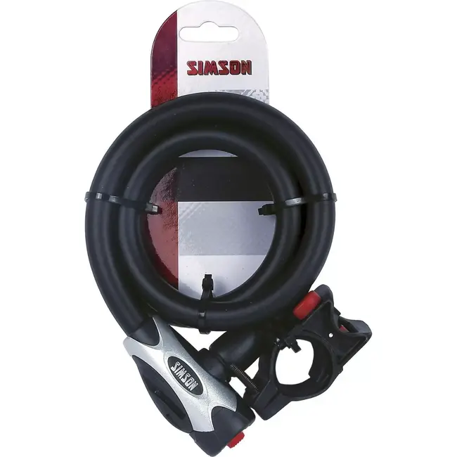 Simson Spiraalkabelslot - Extra dik 15mm - 1 meter - Mat zwart - Inclusief bevestiging en sleutels
