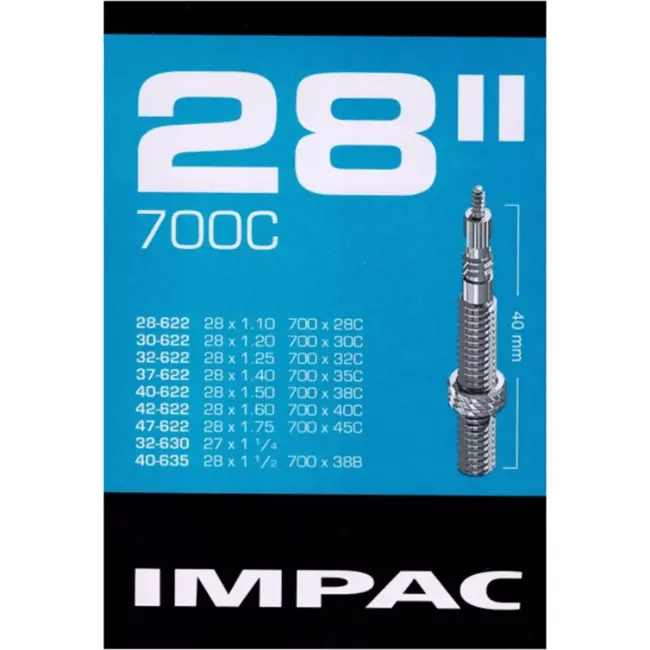 Impac Binnenband voor diverse fietsbandenmaten - Frans ventiel 40mm - Duurzaam en betrouwbaar