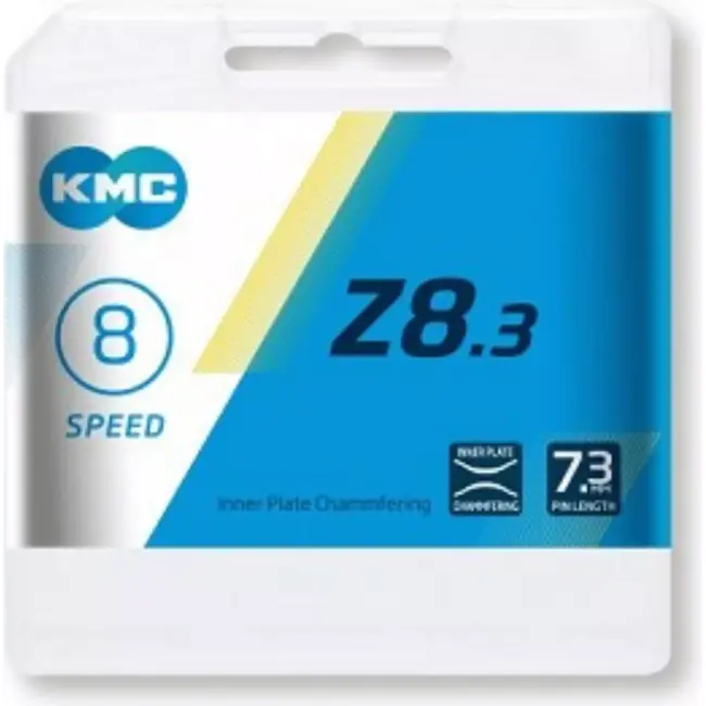 KMC 8-speed fietsketting - Smal ontwerp - Half vernikkeld - 114 schakels - Zilver/Grijs