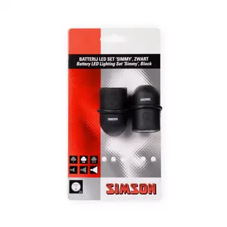 Simson LED fietslampenset - 3 LED's - 29/13,5 LUX - siliconen behuizing - zwart