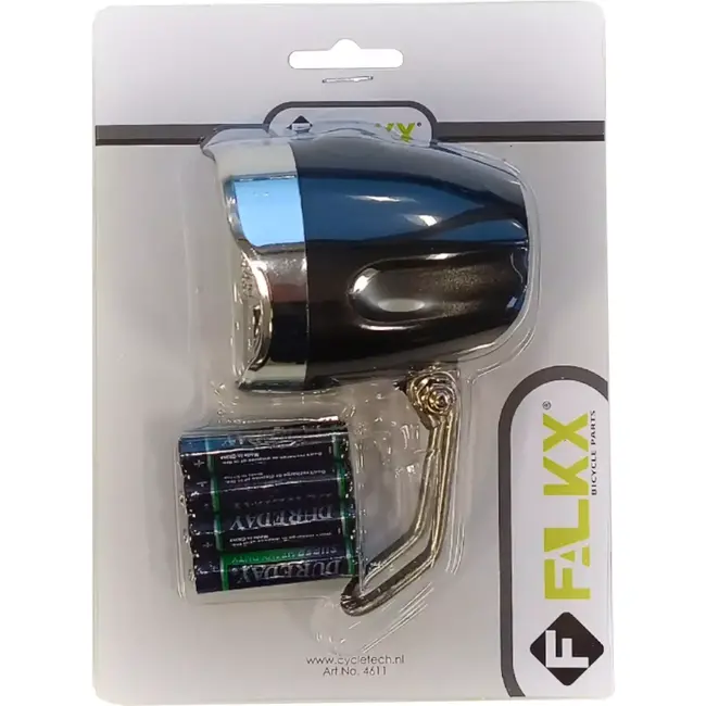 Falkx Koplamp LED - Krachtige verlichting - 500m zicht - Inclusief batterijen - RVS montagebeugel - Zwart