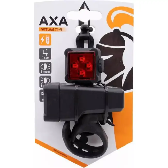AXA USB oplaadbare fietsverlichting - Compact en duurzaam - Zwart - 6 uur batterijduur