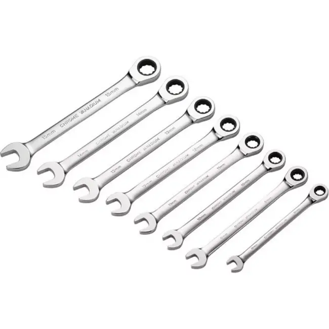 IceToolz Steek-/ringratelsleutelset - 8-delig - Cr-V staal - 8-15mm - Inclusief opbergkoffer