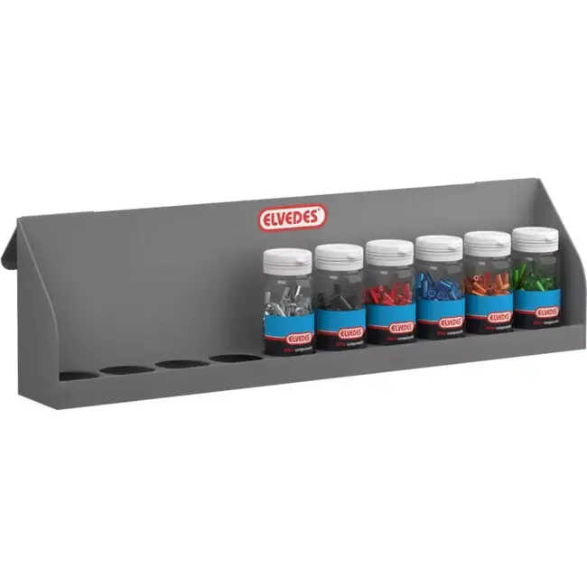 Elvedes Display voor kabelaccessoires - Geschikt voor 10 potjes - Zilver - Leeg geleverd