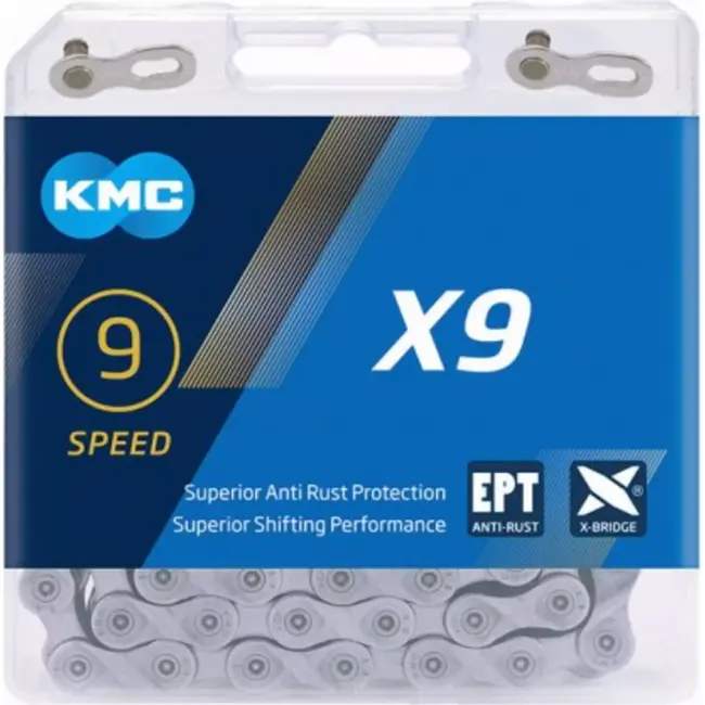 KMC 9-speed ketting - anti-roest - donker zilver - 114 schakels - hoge prestaties