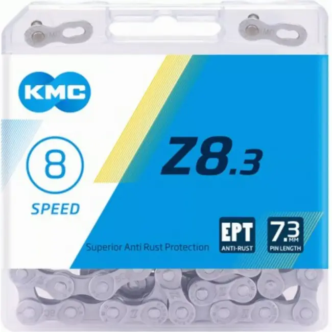 KMC 8-speed fietsketting - Z-bridge ontwerp - Anti-roest - 114 schakels - Zilver/grijs