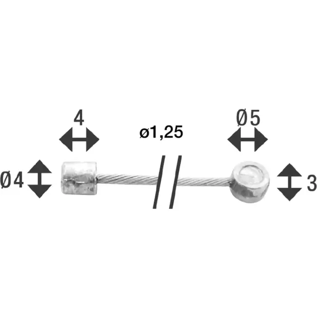 Elvedes Versnellingsbinnenkabel - RVS - 2,25m - 1x19 draads - N- en T-nippels