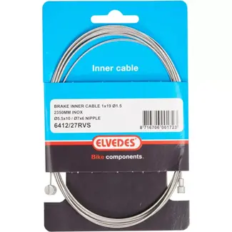 Elvedes Roestvrijstalen remkabel 2,35m - 1,5mm diameter - Inclusief 2 nippels - Geschikt voor Campagnolo en Shimano systemen