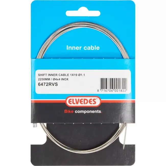 Elvedes Binnenkabel schakel - RVS - 2250mm - 1x19 draads - N-nippel 4x4mm