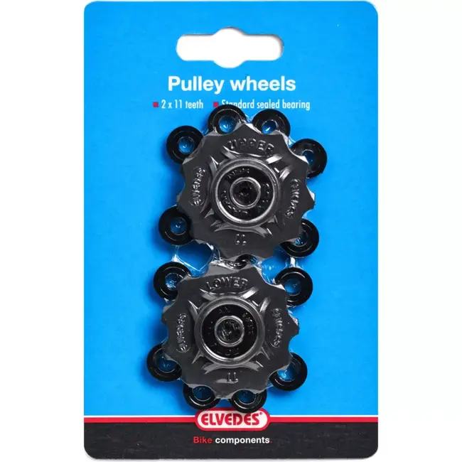 Elvedes Derailleurwieltjes - 11 Tands - RVS - Gesealde Lagers - Zwart - Set van 2